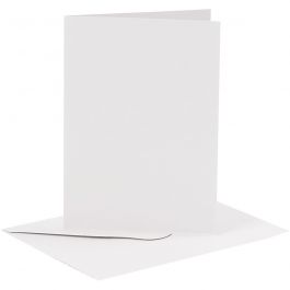 Karten & Kuverts, Kartengröße 10,5x15 cm, Umschlaggröße 11,5x16,5 cm, 110+230 g, Weiß, 6 Set/ 1 Pck [HOB-23010]
