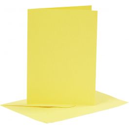 Karten & Kuverts, Kartengröße 10,5x15 cm, Umschlaggröße 11,5x16,5 cm, 110+220 g, Gelb, 6 Set/ 1 Pck [HOB-23012]
