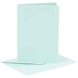 Karten & Kuverts, Kartengröße 10,5x15 cm, Umschlaggröße 11,5x16,5 cm, 110+220 g, Hellblau, 6 Set/ 1 Pck [HOB-23013]