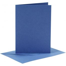 Karten & Kuverts, Kartengröße 10,5x15 cm, Umschlaggröße 11,5x16,5 cm, 110+220 g, Blau, 6Set/ 1 Pck [HOB-23014]