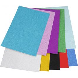 Kartonblätter mit Glitter, A4, Farbe kann variieren , 250 g, 10 Bl./ 1 Pck [HOB-2304600]
