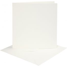 Karten & Kuverts, Kartengröße 15,2x15,2 cm, Umschlaggröße 16x16 cm, 220 g, Naturweiß, 4 Set/ 1 Pck [HOB-230542]