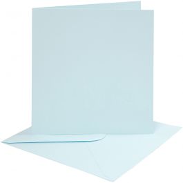 Karten & Kuverts, Kartengröße 15,2x15,2 cm, Umschlaggröße 16x16 cm, 220 g, Hellblau, 4 Set/ 1 Pck [HOB-230544]