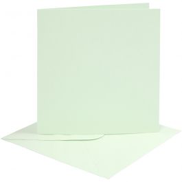 Karten & Kuverts, Kartengröße 15,2x15,2 cm, Umschlaggröße 16x16 cm, 210 g, Hellgrün, 4 Set/ 1 Pck [HOB-230546]