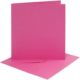 Karten & Kuverts, Kartengröße 15,2x15,2 cm, Umschlaggröße 16x16 cm, 220 g, Pink, 4 Set/ 1 Pck [HOB-230548]