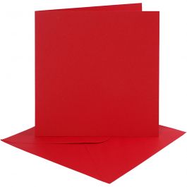 Karten & Kuverts, Kartengröße 15,2x15,2 cm, Umschlaggröße 16x16 cm, 230 g, Rot, 4 Set/ 1 Pck [HOB-230550]