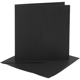 Karten & Kuverts, Kartengröße 15,2x15,2 cm, Umschlaggröße 16x16 cm, 230 g, Schwarz, 4 Set/ 1 Pck [HOB-230551]