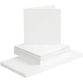 Karten & Kuverts, Kartengröße 15x15 cm, Umschlaggröße 16x16 cm, 120+240 g, Weiß, 50 Set/ 1 Pck [HOB-23115]