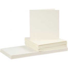 Karten & Kuverts, Kartengröße 15x15 cm, Umschlaggröße 16x16 cm, Naturweiß, 50Sets [HOB23119]