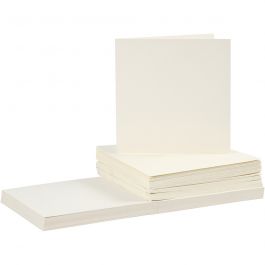 Karten & Kuverts, Kartengröße 15x15 cm, Umschlaggröße 16x16 cm, 110+220 g, Naturweiß, 50 Set/ 1 Pck [HOB-23119]