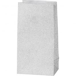 Papiertüten, H 17 cm, Größe 6x9 cm, 120 g, Silber, 8 Stk/ 1 Pck [HOB-23137]
