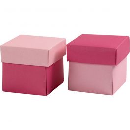 Faltschachtel, Größe 5,5x5,5 cm, 250 g, Rosa/Pink, 10 Stk/ 1 Pck [HOB-233009]