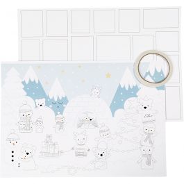 Adventkalender, Größe 30x42 cm, Weiß, 3Stk/ 1 Pck [HOB-23311]
