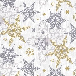 Papierservietten, Zarte Sterne in Silber und Gold, Größe 33x33 cm, 20 Stk/ 1 Pck [HOB-234726]