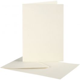 Karten & Kuverts, Kartengröße 10,5x15 cm, Umschlaggröße 11,5x16,5 cm, Naturweiß, 10Set/ 1 Pck [HOB-23708]