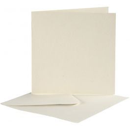 Karten & Kuverts, Kartengröße 12,5x12,5 cm, Umschlaggröße 13,5x13,5 cm, Naturweiß, 10 Set/ 1 Pck [HOB-23728]