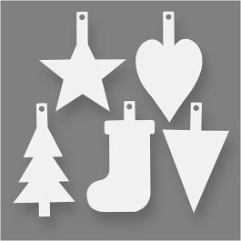 Weihnachtsanhänger, H 23,5-26,5 cm, B 15,5-20,5 cm, Weiß, 15 Stk/ 1 Pck [HOB-238810]