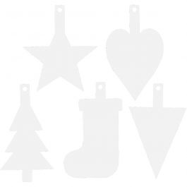 Weihnachtsanhänger, H 23,5-26,5 cm, B 15,5-20,5 cm, Weiß, 100 Stk/ 1 Pck [HOB-23881]