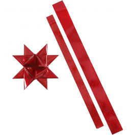 Papierstreifen für Sterne, L 86+100 cm, D 11,5+18,5 cm, B 25+40 mm, Rot, Rot mit Glitter, 16 Streifen/ 1 Pck [HOB-24348]