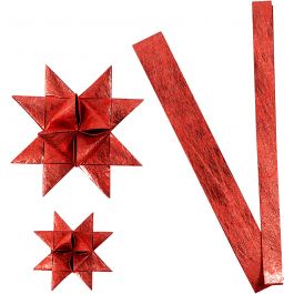 Papierstreifen für Flechtsterne, L 44+78 cm, D 6,5+11,5 cm, B 15+25 mm, Rot, 32 Streifen/ 1 Pck [HOB-24392]