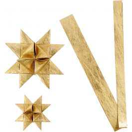 Papierstreifen für Flechtsterne, L 44+78 cm, D 6,5+11,5 cm, B 15+25 mm, Gold, 32 Streifen/ 1 Pck [HOB-24393]