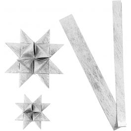 Papierstreifen für Flechtsterne, L 44+78 cm, D 6,5+11,5 cm, B 15+25 mm, Silber, 32 Streifen/ 1 Pck [HOB-24394]