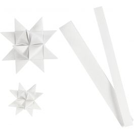 Papierstreifen für Flechtsterne, L 44+78 cm, D 6,5+11,5 cm, B 15+25 mm, Weiß, 32 Streifen/ 1 Pck [HOB-24395]
