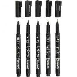 Permanent Marker, Strichstärke 2x0,6+2x0,8+1,3 mm, Schwarz, 5 Stk/ 1 Pck [HOB-25010]