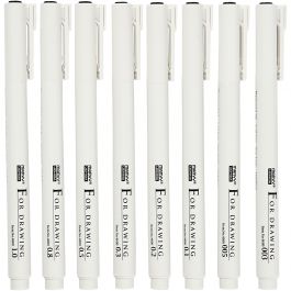 Fine Line Marker - Sortiment, Strichstärke 0,03+0,05+0,1+0,2+0,3+0,5+0,8+1,0 mm, Schwarz, 8 Stk/ 1 Pck [HOB-25011]