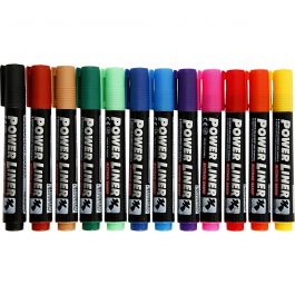 Power Liner, Strichstärke 1,5-3 mm, Sortierte Farben, 12 Stk/ 1 Pck [HOB-25042]