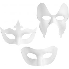 Masken - Sortiment, H 10-20 cm, B 18-20 cm, Weiß, 3x4 Stk/ 1 Pck [HOB-26356]