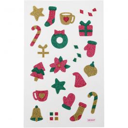 Glitzer-Sticker, Weihnachten, Blatt 10x16 cm, 1 Bl. [HOB-280010]