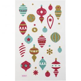 Glitzer-Sticker, Weihnachtskugeln, Blatt 10x16 cm, 1 Bl. [HOB-280012]