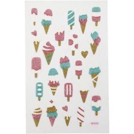 Glitzer-Sticker, Eiscreme, Blatt 10x16 cm, 1 Bl. [HOB-280015]