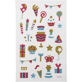 Glitzer-Sticker, Geburtstag, Blatt 10x16 cm, 1 Bl. [HOB-280016]