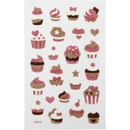 Glitzer-Sticker, Muffins, Blatt 10x16 cm, 1 Bl. [HOB-280019]