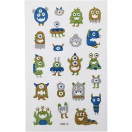 Glitzer-Sticker, Aliens, Blatt 10x16 cm, 1 Bl. [HOB-280020]