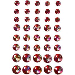 Strasssteine, Größe 6+8+10 mm, Rot, 40 Stk/ 1 Pck [HOB-28327]
