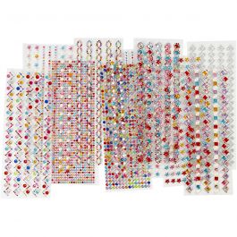 Strassstein-Sticker, D 2-10 mm, Blatt 27x9 cm, Inhalt kann variieren , 12 Bl. sort./ 1 Pck [HOB-28402]