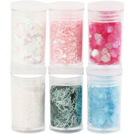 Glitter-/Pailletten-Sortiment, Pastellfarben, 6x5 g/ 1 Pck [HOB-28480]