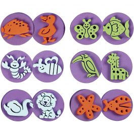 Moosgummi-Stempel, Zoo, D 7,5 cm, Dicke 2,5 cm, 6 Stk/ 1 Pck [HOB-28557]