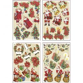 3D-Découpage-Motive, Nikolaus und Weihnachtssterne, Blatt 21x30 cm, 4 Bl./ 1 Pck [HOB-28665]