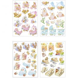 3D-Découpage-Motive, Baby, Blatt 21x30 cm, 4 Bl./ 1 Pck [HOB-28679]