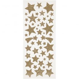 Sticker mit Glitter, Sterne, Blatt 10x24 cm, Gold, 2 Bl./ 1 Pck [HOB-29110]
