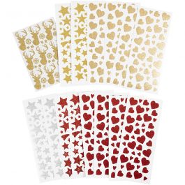 Sticker mit Glitter, Blatt 10x24+12x18,5 cm, 8 Bl./ 1 Pck [HOB-29113]