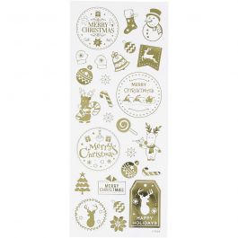Sticker 'Thank you', Weihnachten, Blatt 10x24 cm, Gold, 1 Bl. [HOB-29149]