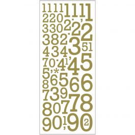 Sticker mit Glitter, Zahlen, Blatt 10x24 cm, Gold, 2 Bl./ 1 Pck [HOB-29155]
