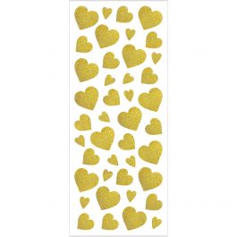 Sticker mit Glitter, Herzen, Blatt 10x24 cm, Gold, 2 Bl./ 1 Pck [HOB-29156]