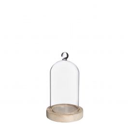 Glashaube mit Glasknopf mit Holzsockel Ø10 h.17 cm (1 Stk.) [IFS-29318]