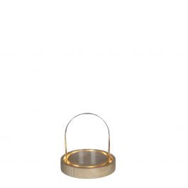 LED-Glasgefäße mit Holzsockel Ø10cm (1 Stück) [IFS-29491]